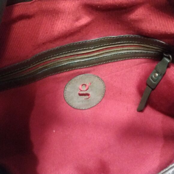 Cole Haan G Series Olive Green leaves applique hobo bag purse Shoulder Leather - Picture 11 of 12